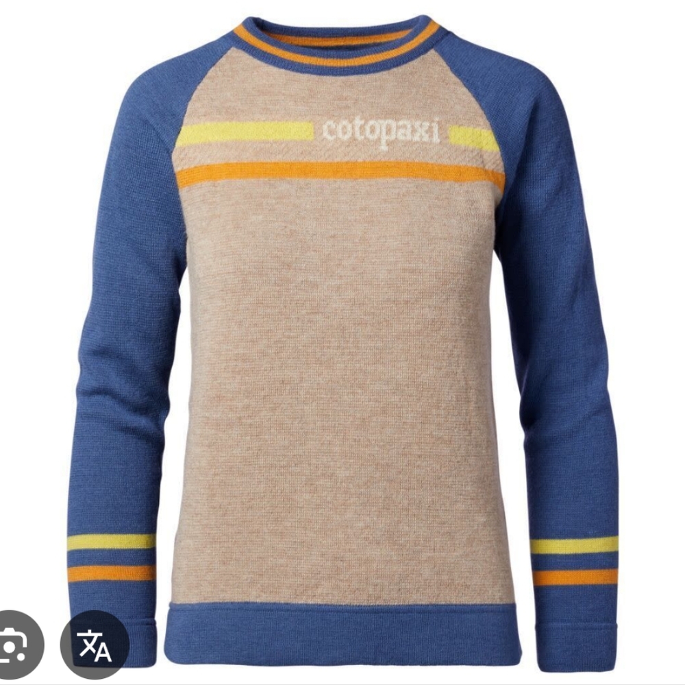 Cotopaxi Women's Libre Blue and Beige Crewneck Sweater